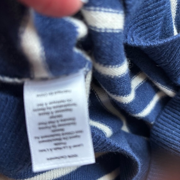 Nwt Talbots Navy Striped Sweater with Colorful Cuffs 100 cashmere  marinier - Picture 5 of 8